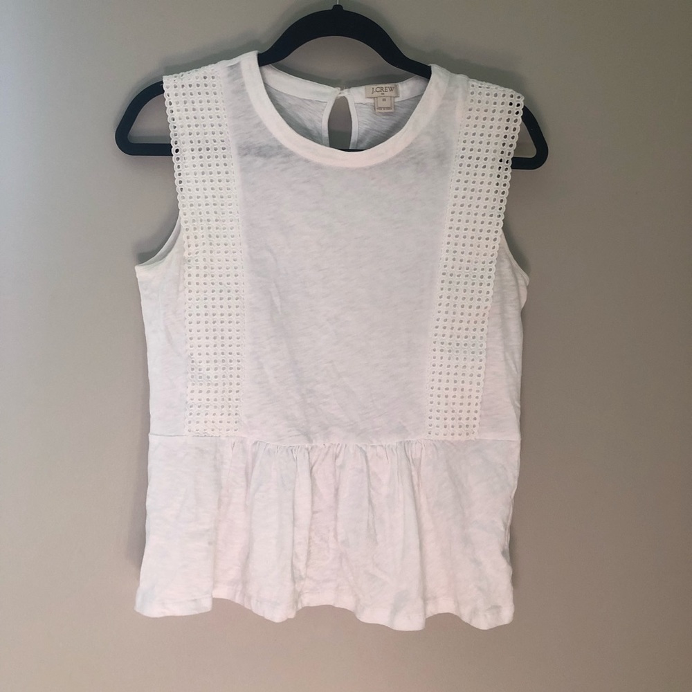 J. Crew Factory white sleeveless eyelet peplum top
